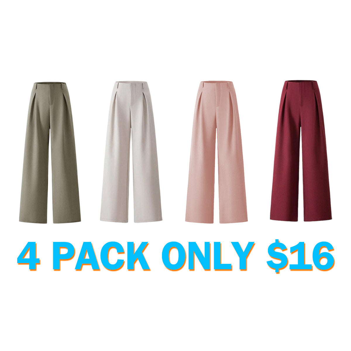 Women's Solid Color Plicated Pocket Wide Leg Pants