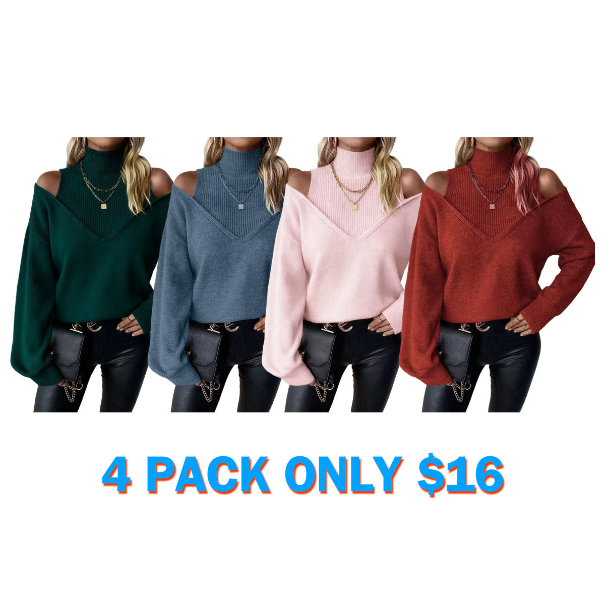 Women's Plain Cut Out High Neck Sweater