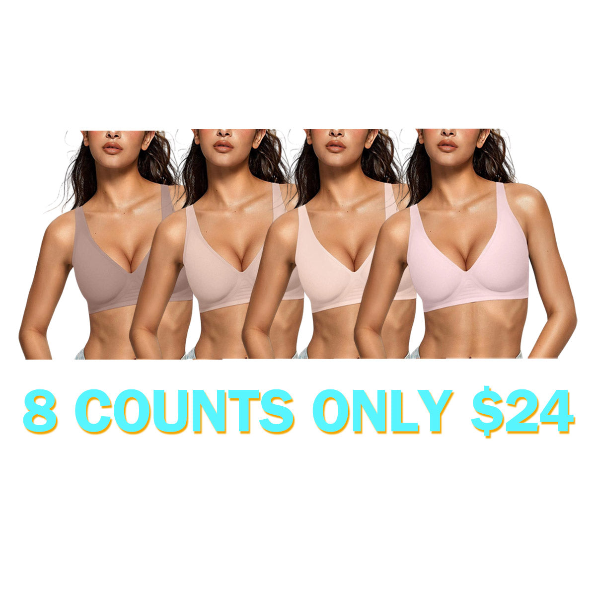 Women Wireless Seamless Bras Deep V No Underwire Push Up Bras