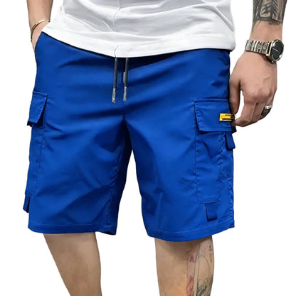 Street Style Three-Piece Set Men's Multi-Pocket Cargo Shorts