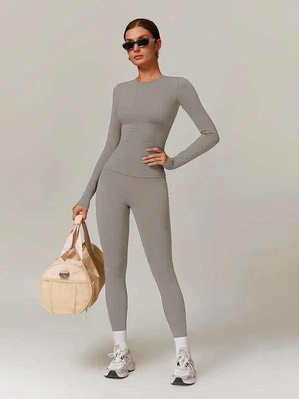 Skinny Tee & High Waist Leggings Tracksuit Set