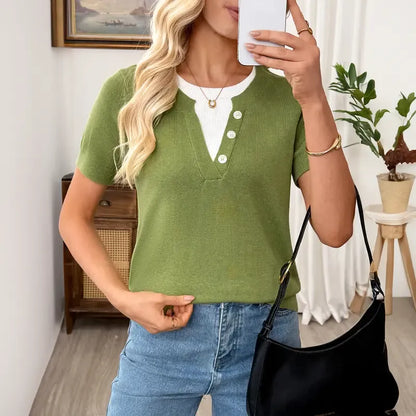 Women's Wool-Blend Casual Short Sleeve Knitwear