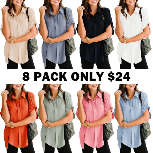 Women's Solid Short Sleeve Blouses