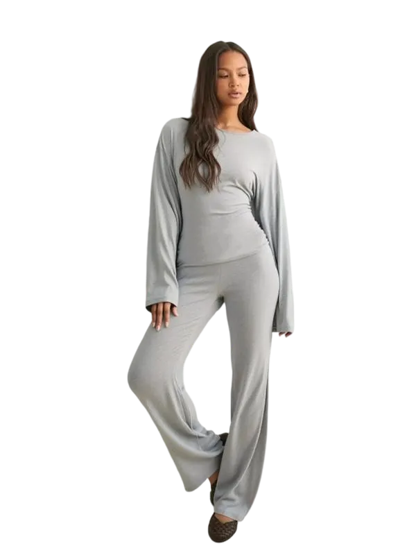 Long Sleeve Top & Straight Leg Pants Set