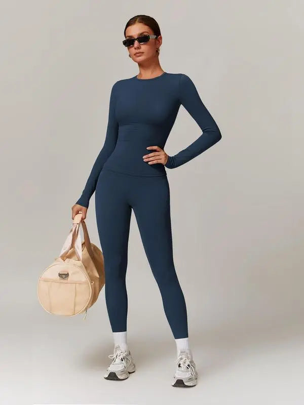 Skinny Tee & High Waist Leggings Tracksuit Set