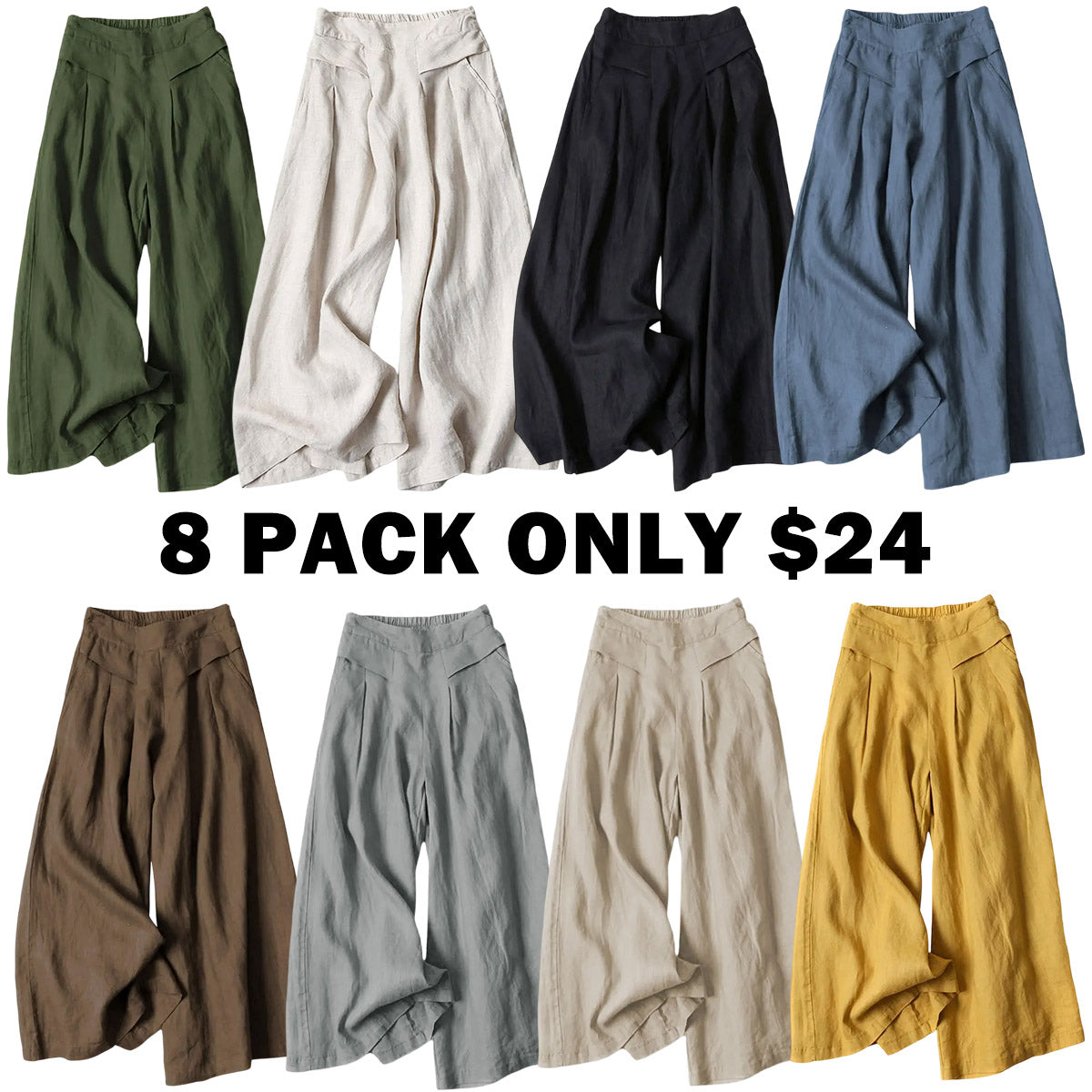 Women's Cotton Linen Culottes Pants