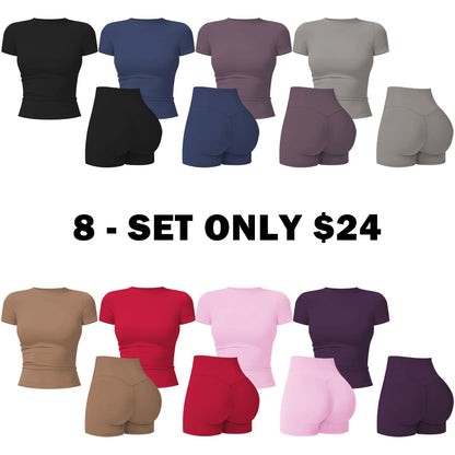 2-Piece Boat Neck Open-Back Workout Set