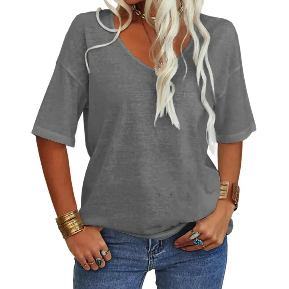 Women's 3/4 Sleeve Shirts V Neck Loose Fitting Tops