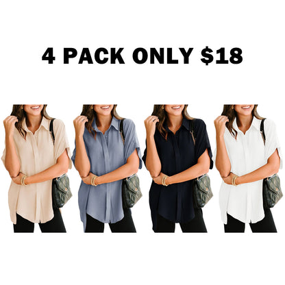 Women's Solid Short Sleeve Blouses