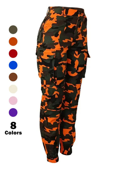 Women's Camo Print Button Fly Cargo Pants