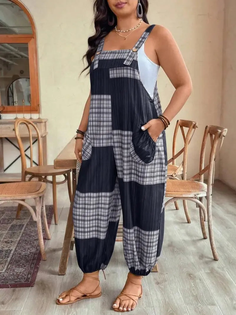 Plus Size Jumpsuit, Casual Comfy Sleeveless Jumpsuit