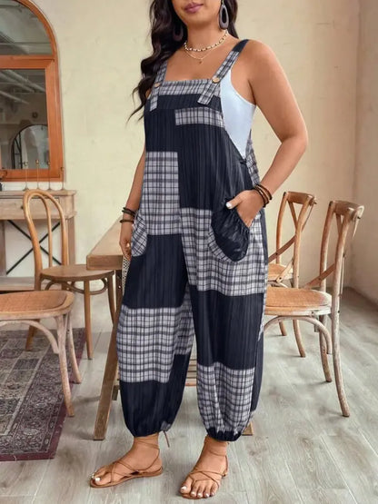 Plus Size Jumpsuit, Casual Comfy Sleeveless Jumpsuit
