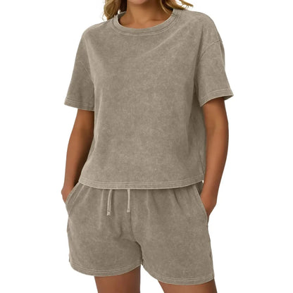 Women's Y2K Fade Craft Acid Wash 2-Piece Set