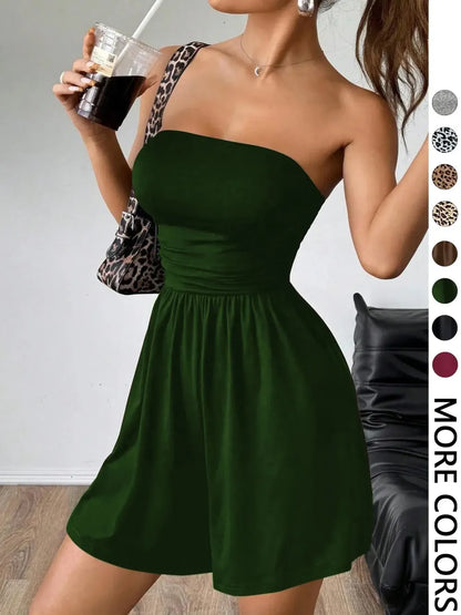 Women's Solid Color Fitted Romper