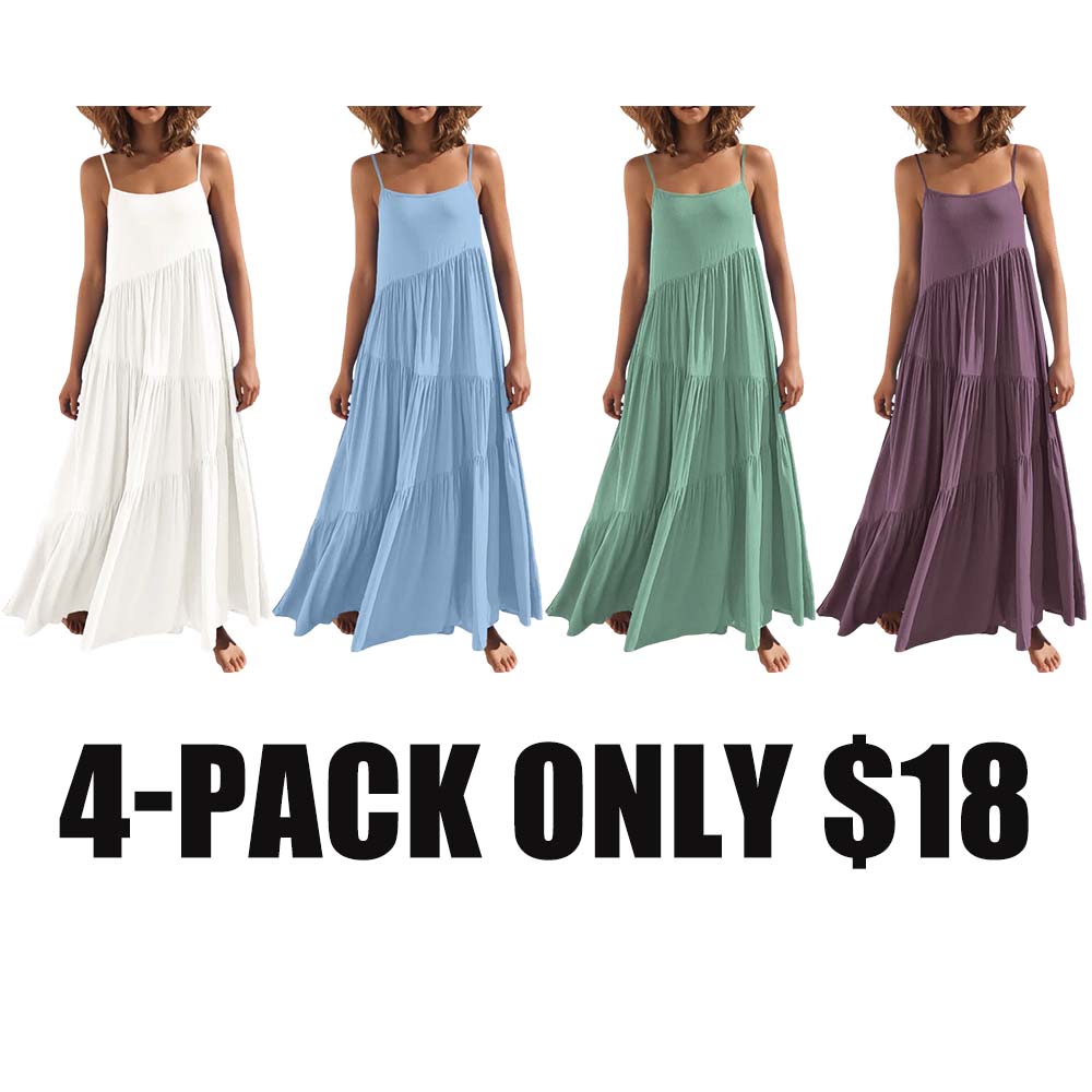Asymmetric Tiered Style Sleeveless Beach Dress