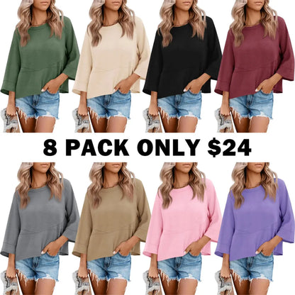 3/4 Batwing Sleeve Tops