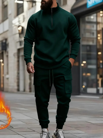 Men's Fleece Lined Zipper Work Pants Set