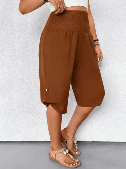 Women's Tummy Control High Waist Fitted Wide Leg Capri Pants
