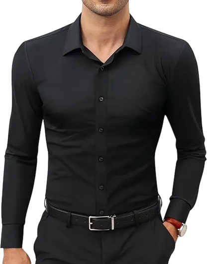 Men's 16-Way Stretch Slim Fit Long Sleeve Button Down Shirts