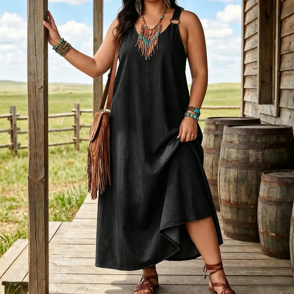 Women’s Sleeveless Denim Maxi Dress