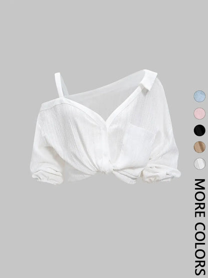 Women's Asymmetric Neckline Cold Shoulder Blouse