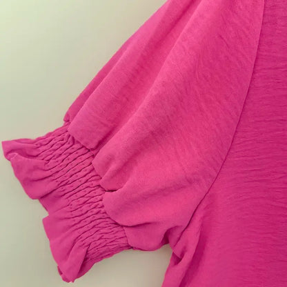 Ruffle Trim V - Neck Blouse