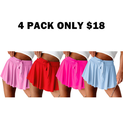 Drawstring High Waist Tennis Skorts Built-in Shorts