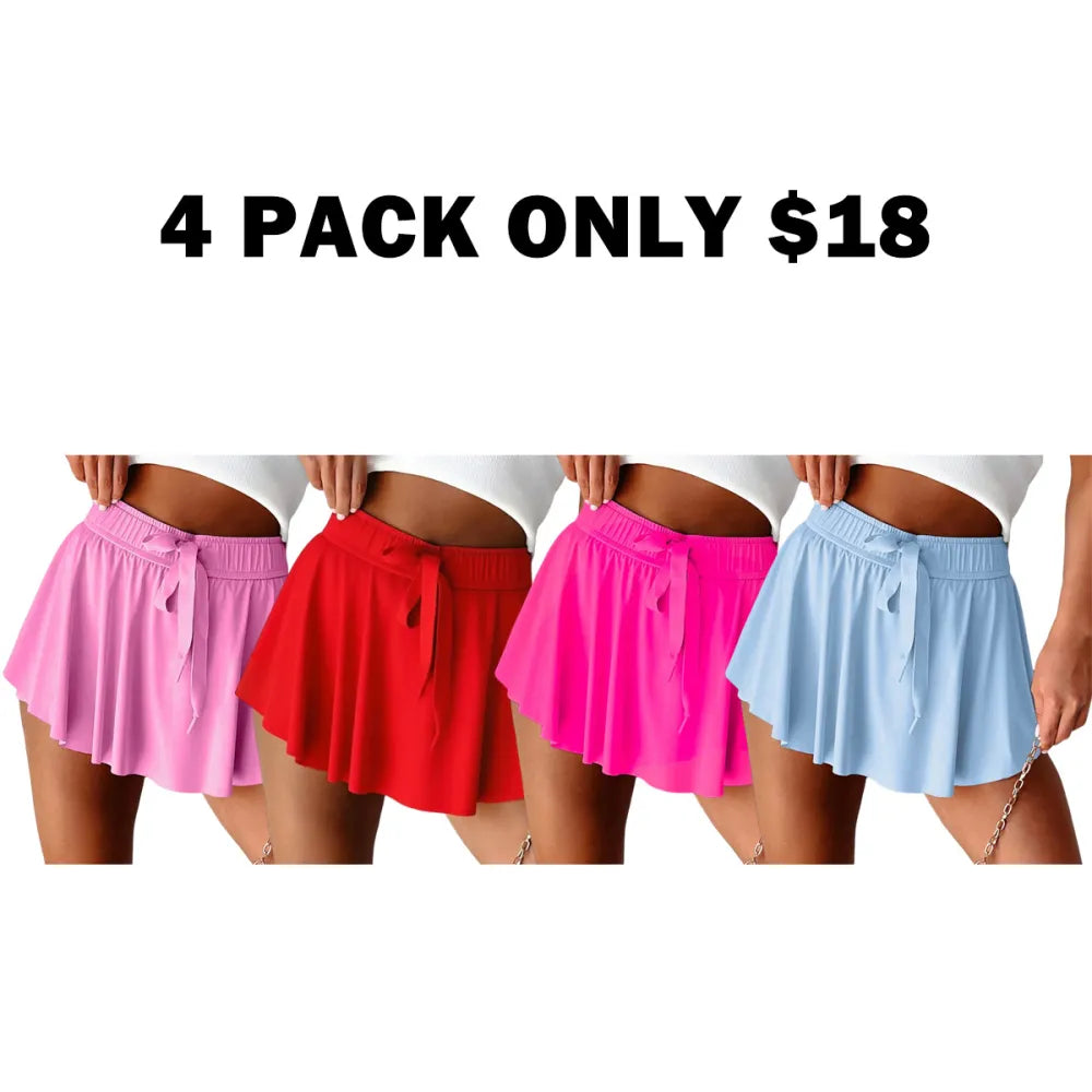 Drawstring High Waist Tennis Skorts Built-in Shorts
