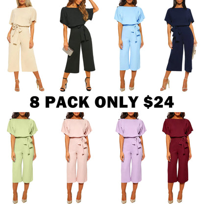 Women's Summer And Autumn Short Sleeved Jumpsuit