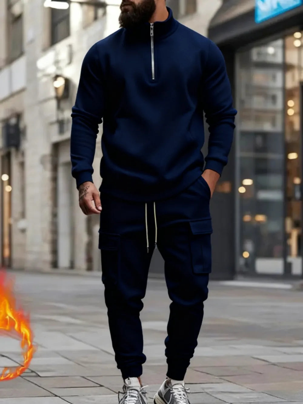 Men's Fleece Lined Zipper Work Pants Set