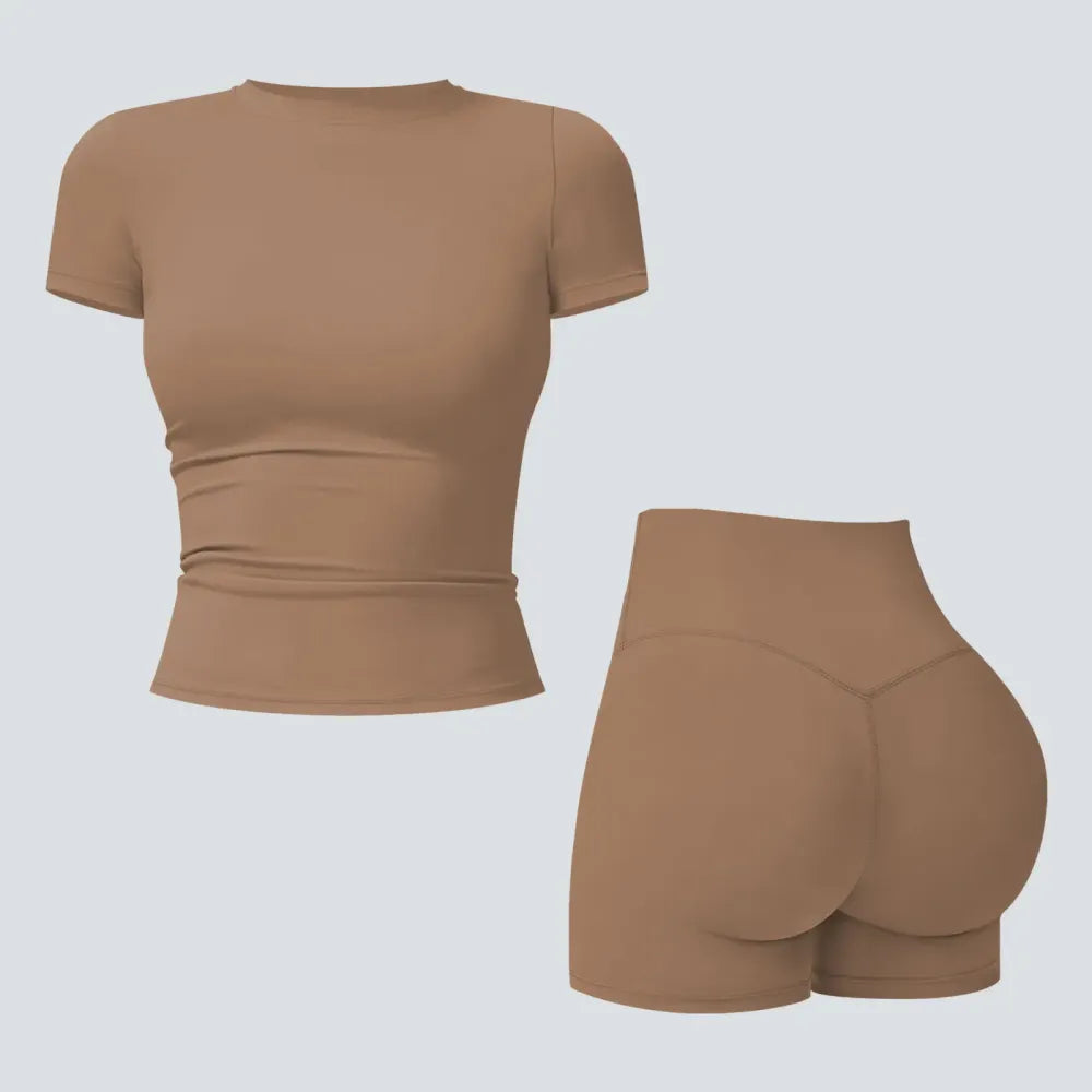 2-Piece Boat Neck Open-Back Workout Set