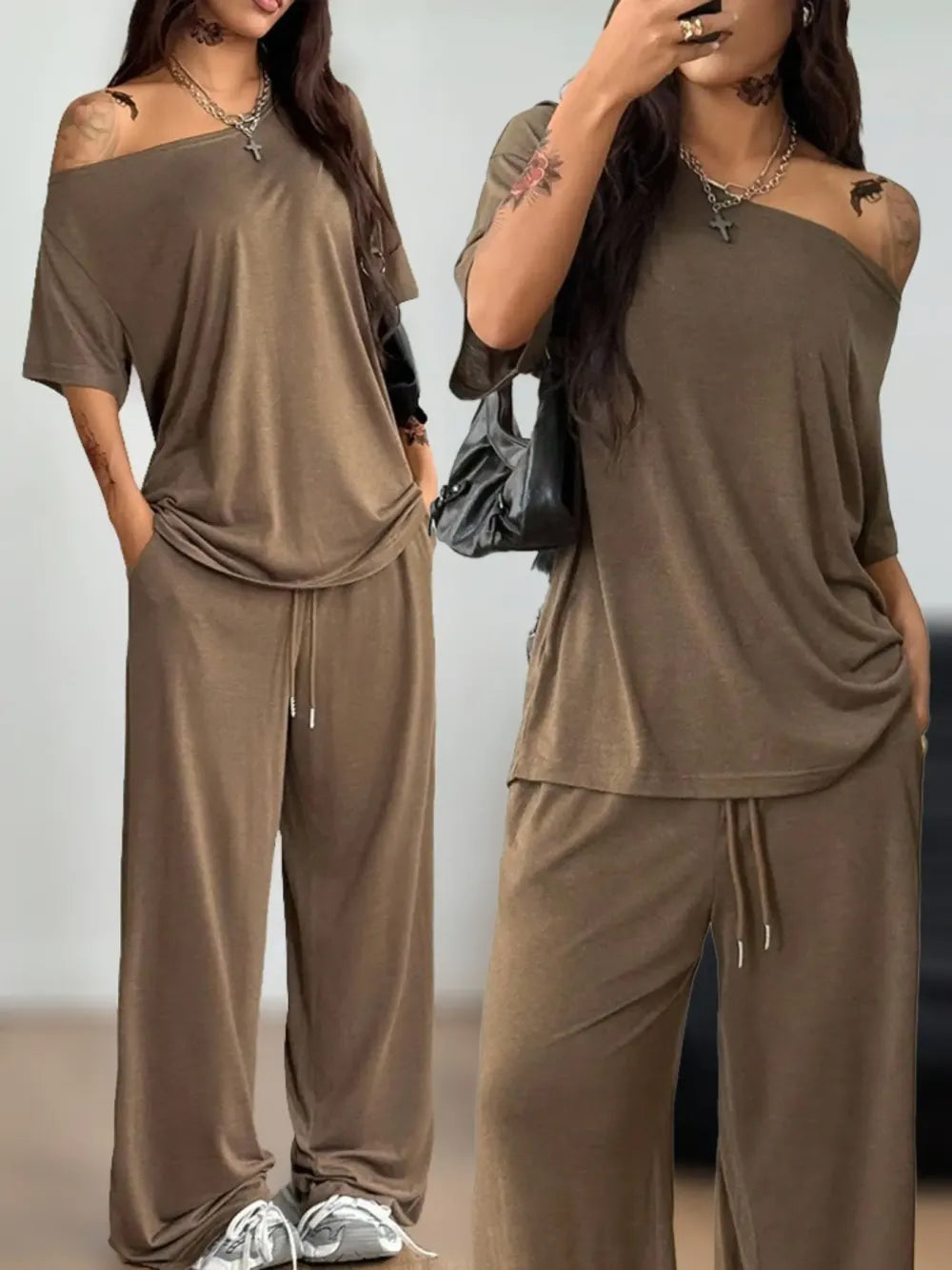 Women's Casual Solid Color Sport Two-Piece Set
