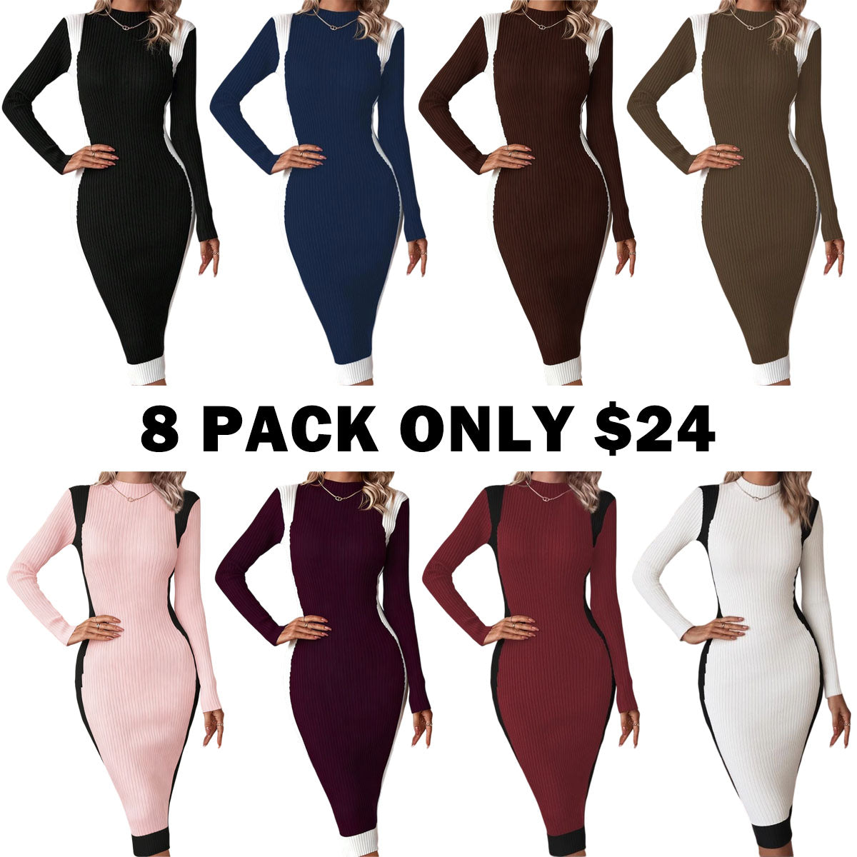 Elegant Long Sleeve Knit Dress for Women