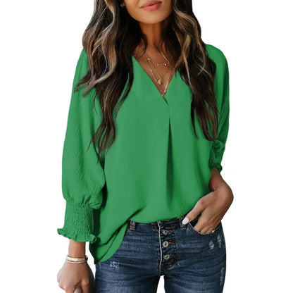 Women's V-Neck 3/4 Sleeve Oversized Tunic Tops