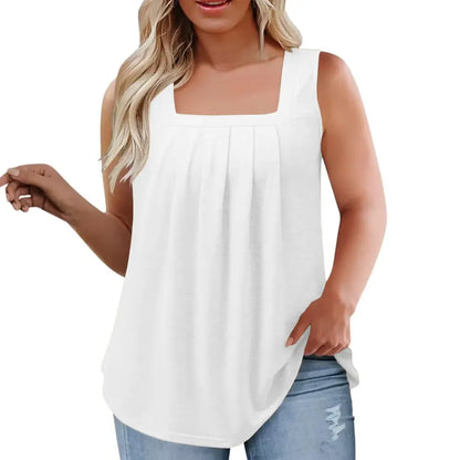 Loose Fit Summer Sleeveless Square Neck Tops