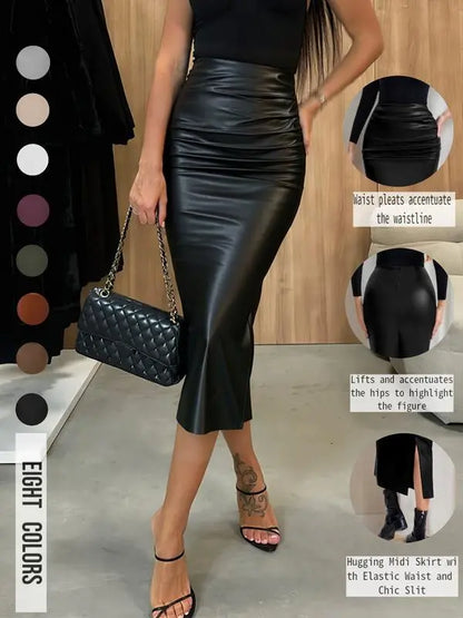 Women's Faux Leather Skirt