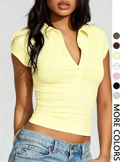 Slim-Fit Button Short Sleeve Polo Shirt