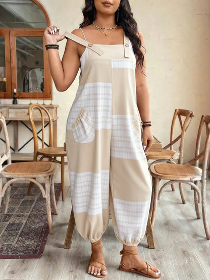 Plus Size Jumpsuit, Casual Comfy Sleeveless Jumpsuit