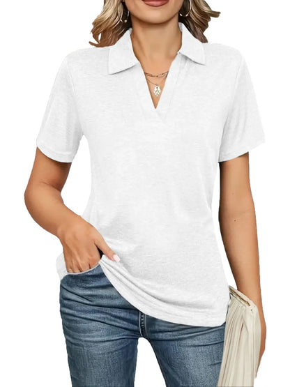 Women's Solid Color Basic Polo Shirt