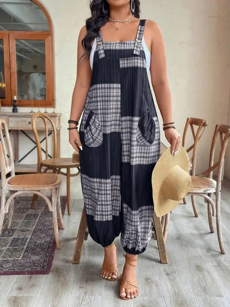 Plus Size Jumpsuit, Casual Comfy Sleeveless Jumpsuit