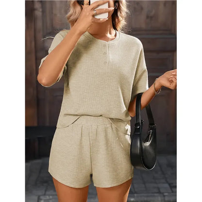 Women’s Waffle Knit 2 Piece Short Sets