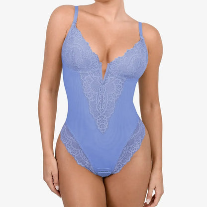 Deep-V Neck Lace Bodysuits