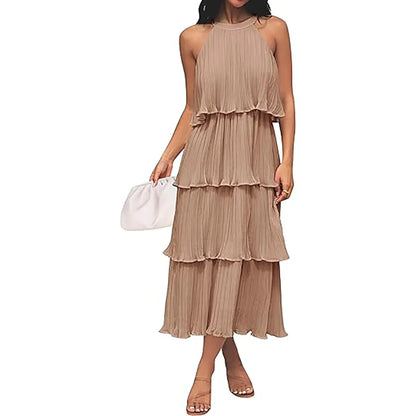 Women's 2026 Summer Sleeveless Chiffon Flowy Midi Dress