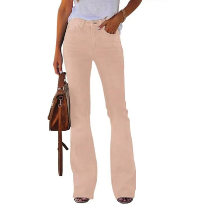 Women‘s High Waisted Flare Stretch Boyfriend Casual Denim Pants