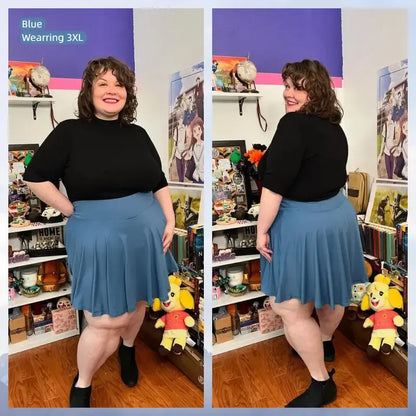 【Plus Size】 Pleated Tennis Skirt with Shorts