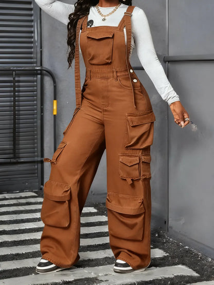 Women's Adjustable Strap Denim Jumpsuit