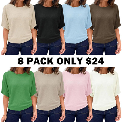 Boat Neck Lightweight Loose Fitting Knit Tops