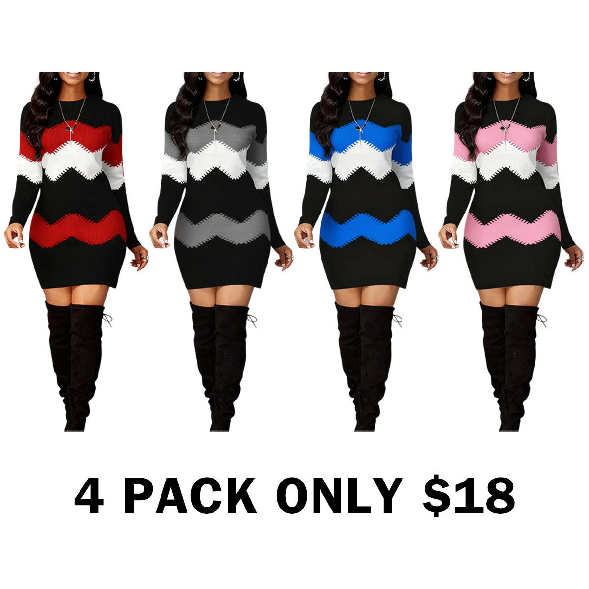 Vintage Geometric Print Casual Long Sleeve Dress