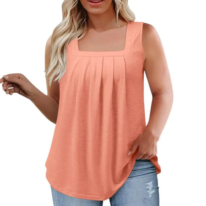 Loose Fit Summer Sleeveless Square Neck Tops