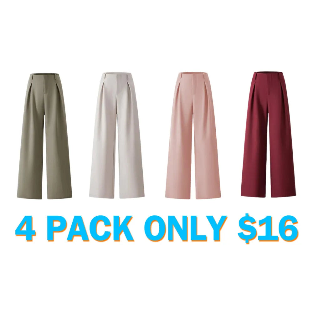 Women's Solid Color Plicated Pocket Wide Leg Pants